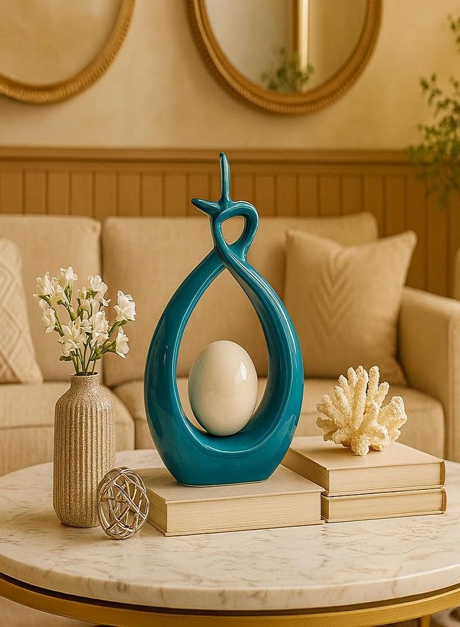 اكستور تمثال حلزوني جميل من السيراميك من إكستوري لتزيين المنزل (عبوة من قطعة واحدة، لون سماوي) - Image 5